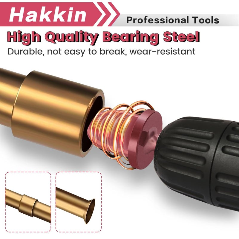 Hakkin Swaging Tool Drill Bits, 8PCS HVAC Repairing Tools with 5 in 1 Copper Tube Expander 1/4'', 3/8'',1/2'',5/8'',3/4'',7/8'' Bits Set, Hex Shank Copper Pipe Expander Flaring Tool with Tool Gloves - Image 5